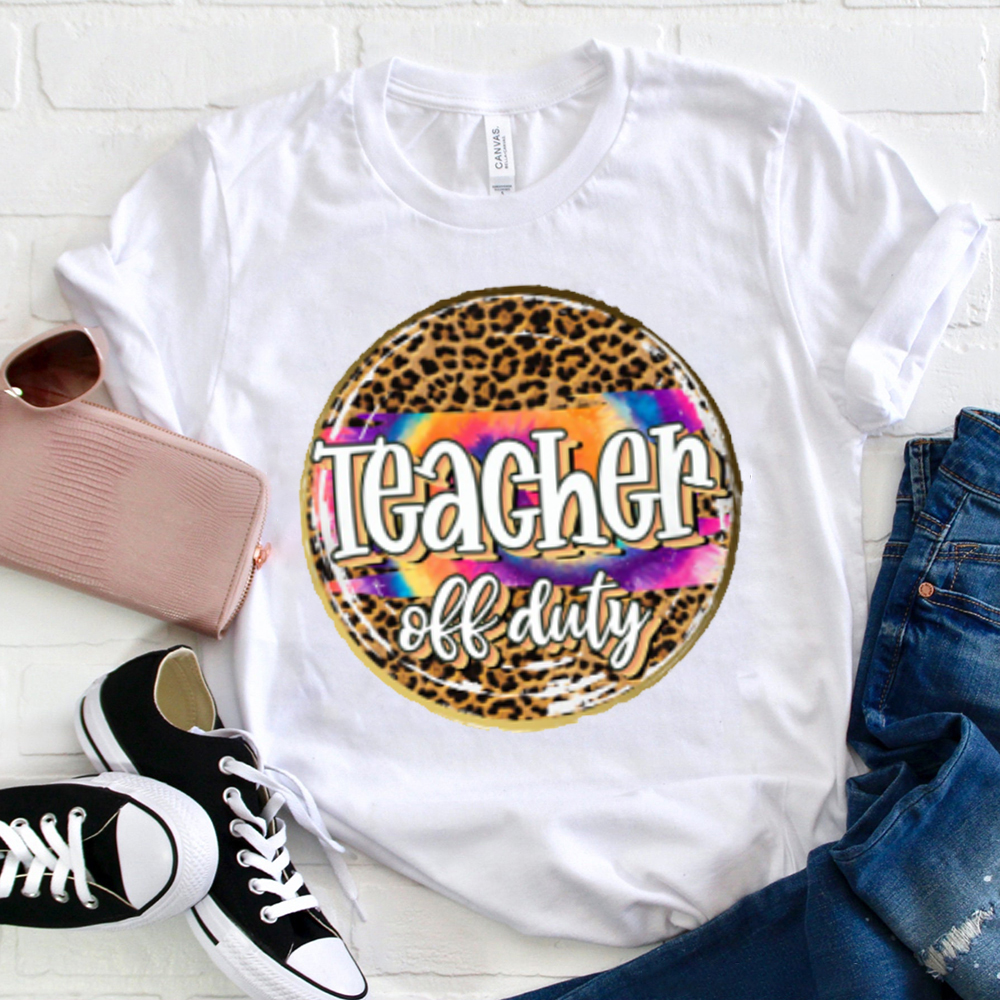 Teacher Off  Duty Leopard Print Round T-Shirt