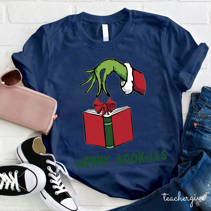 What A Good Day To Read Merry Bookmas Teacher T-Shirt