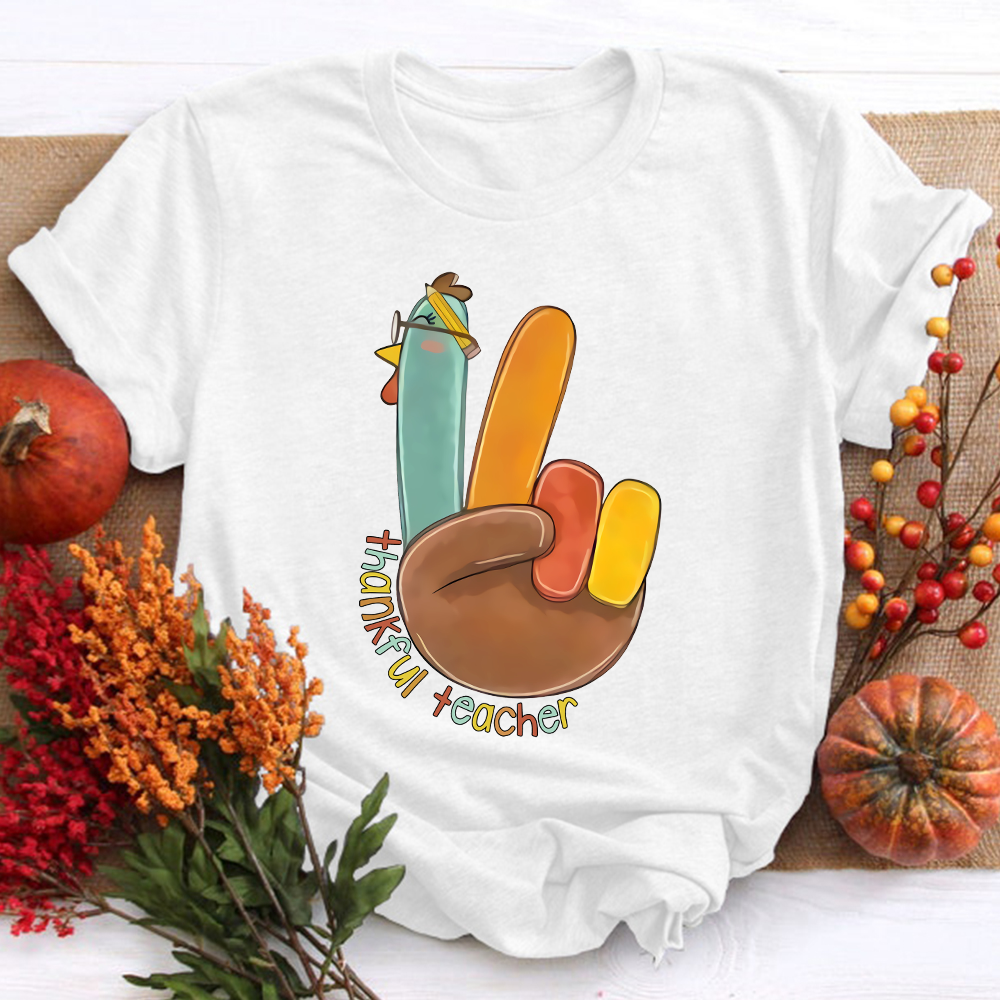 Funny Turkey Thankful Teacher T-Shirt