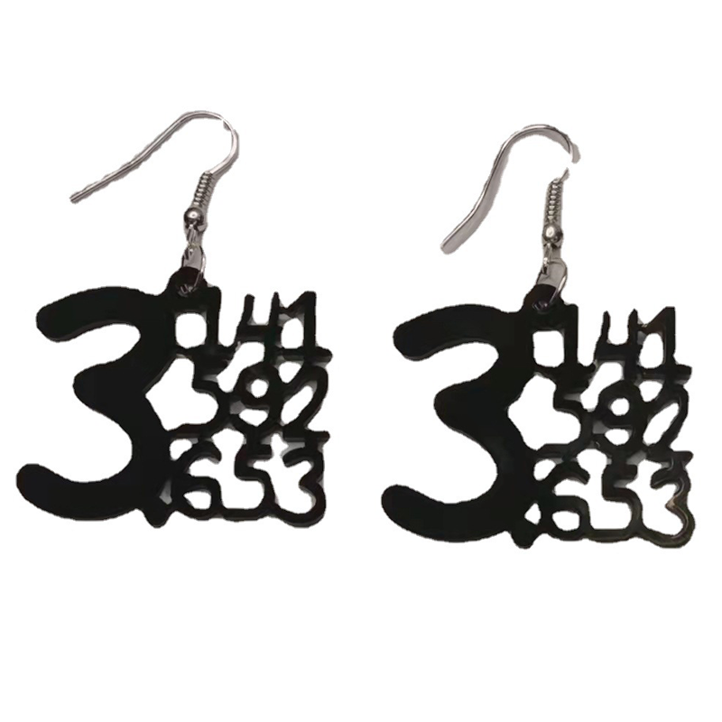 Black Number Math  Acrylic Earrings
