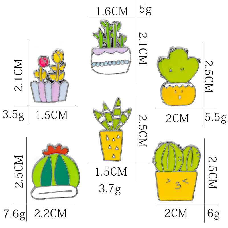 Cute Cactus Flowers Pin Set