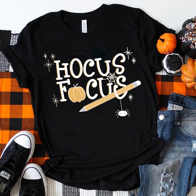 Hocus Focus Pumpkin Pencil T-Shirt