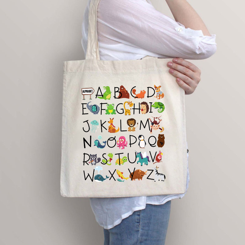 Interesting English Alphabet And Animals Tote Bag