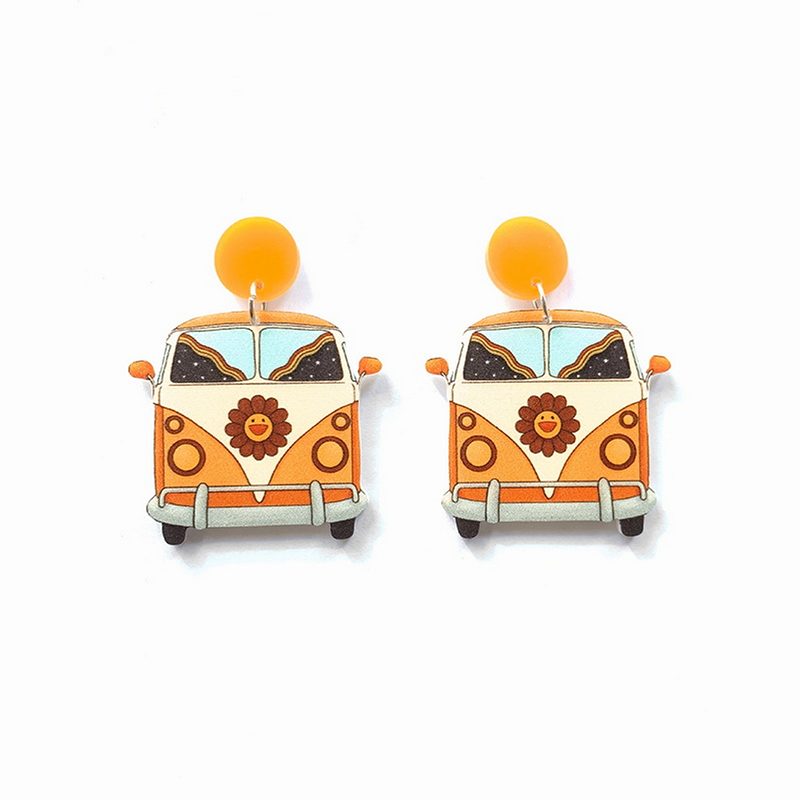 Cute Little Bus Acrylic Earrings