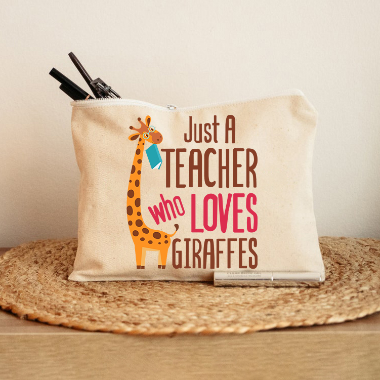 Just A Teacher Who Love Giraffes Makeup Bag