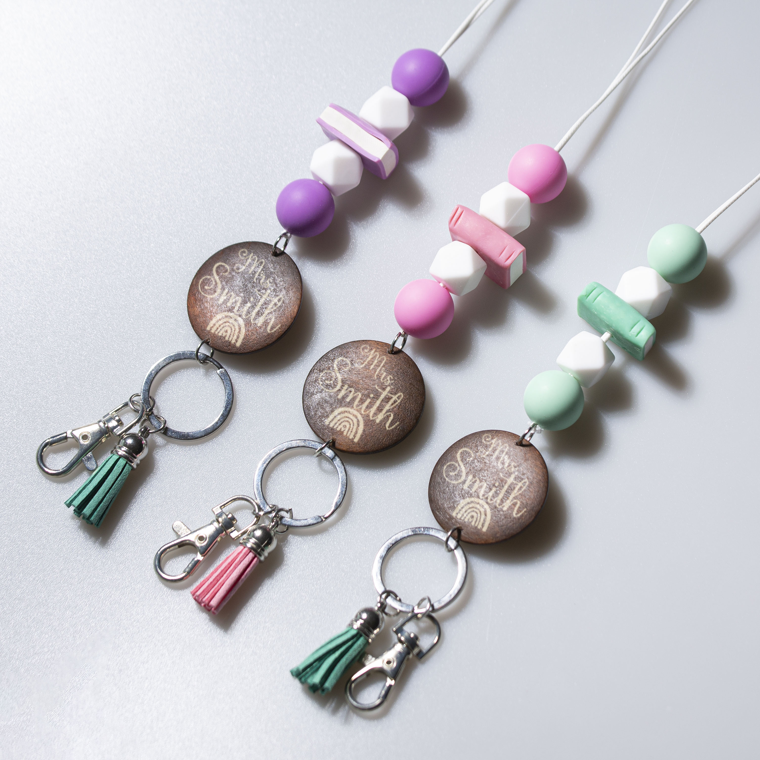 Personalized Multicolor Beads Books  Lanyard