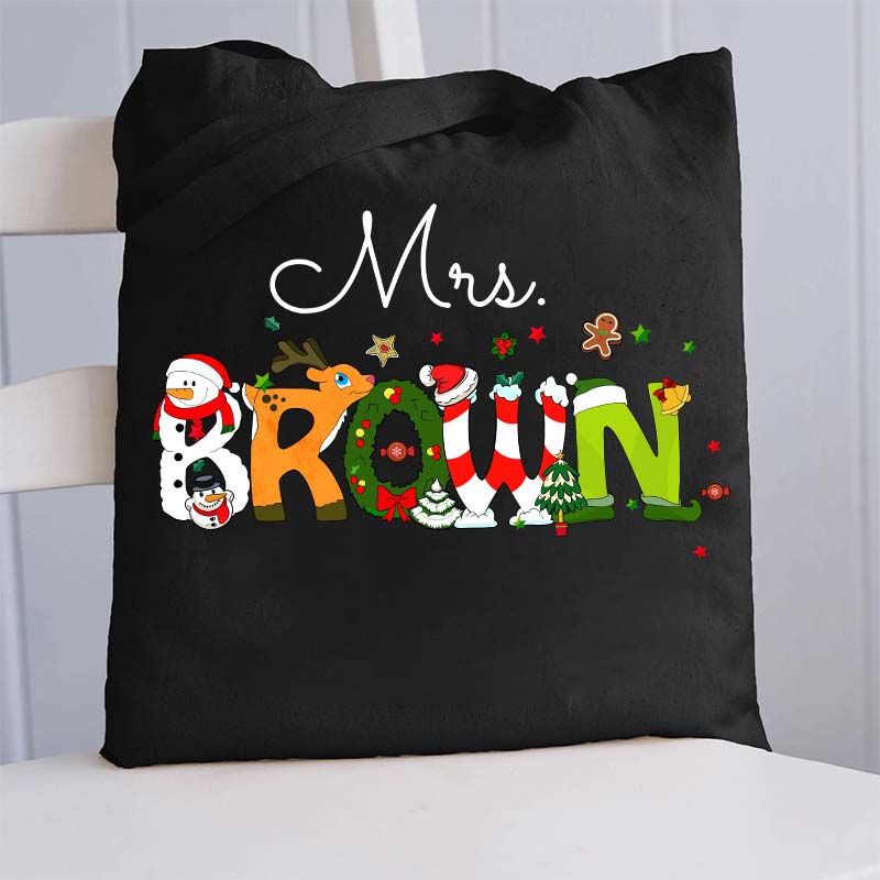 Personalized Christmas Style Teacher Tote Bag