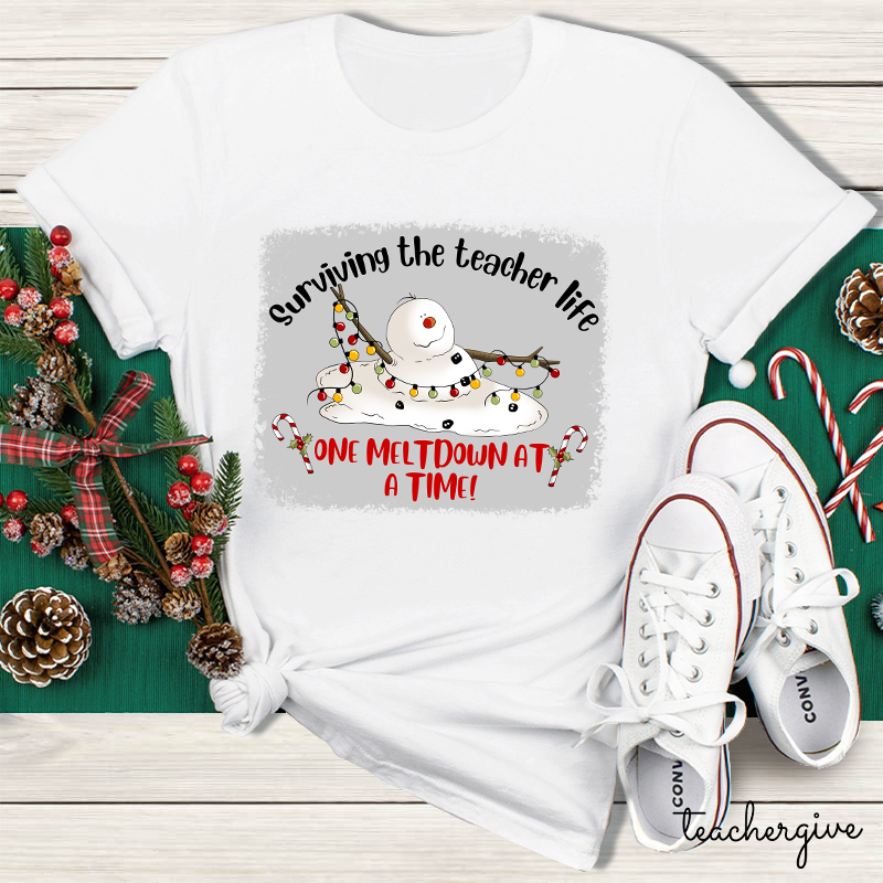 Surviving The Teacher Life One Meltdown At A Time Teacher T-Shirt