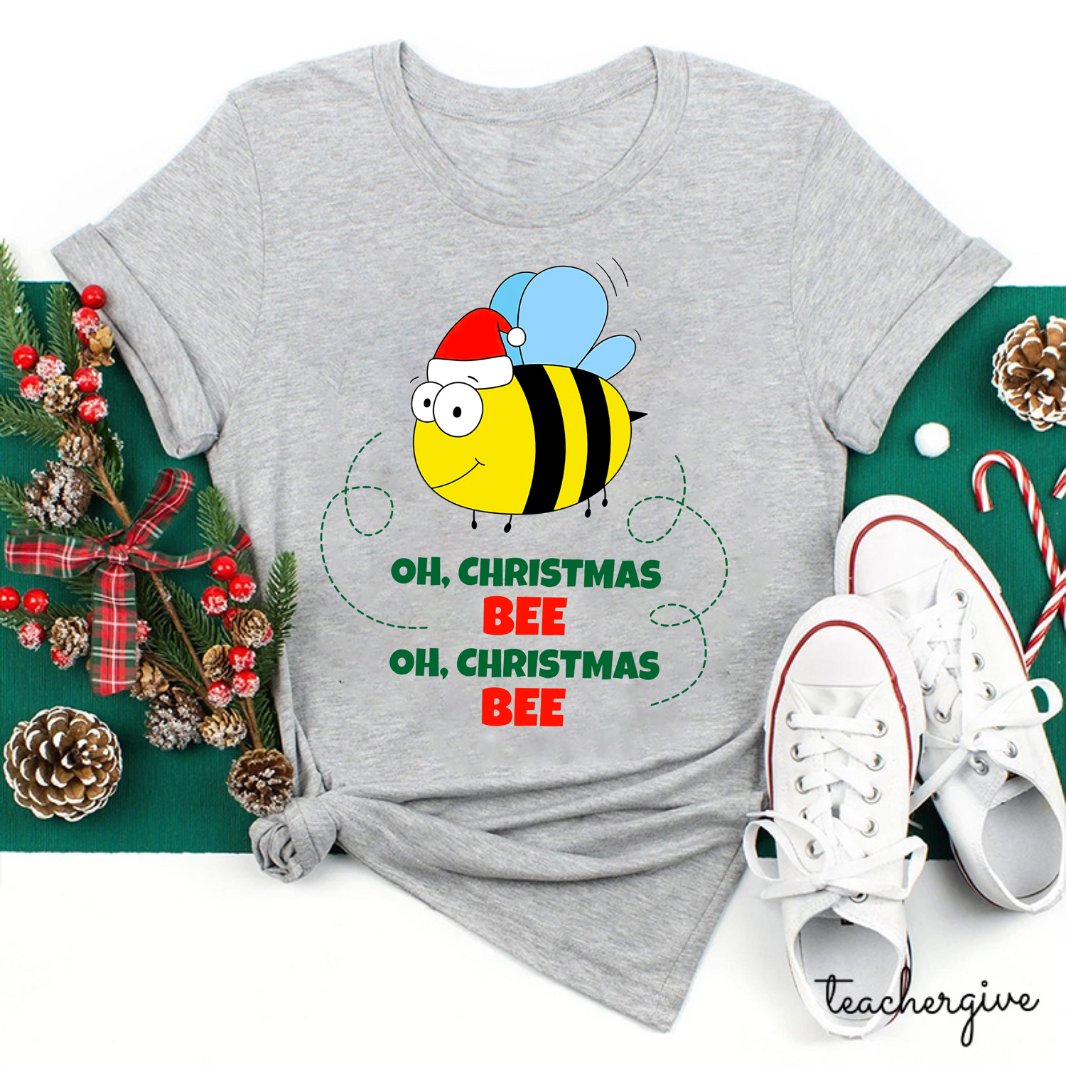 O Christmas Bee O Christmas Bee Teacher T-Shirt