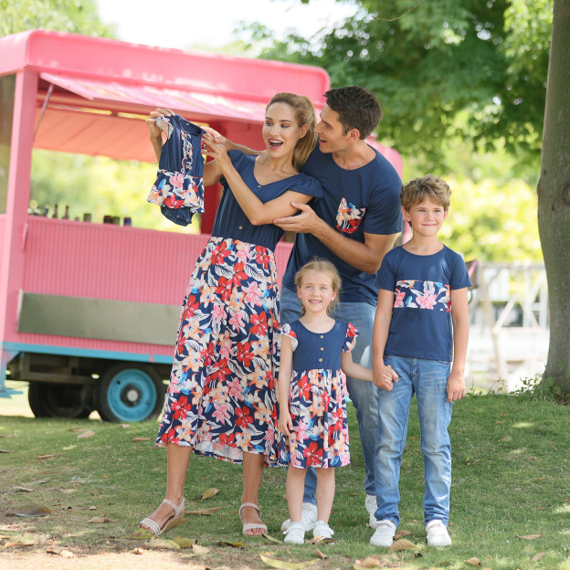 Navy Flower Family Outfits