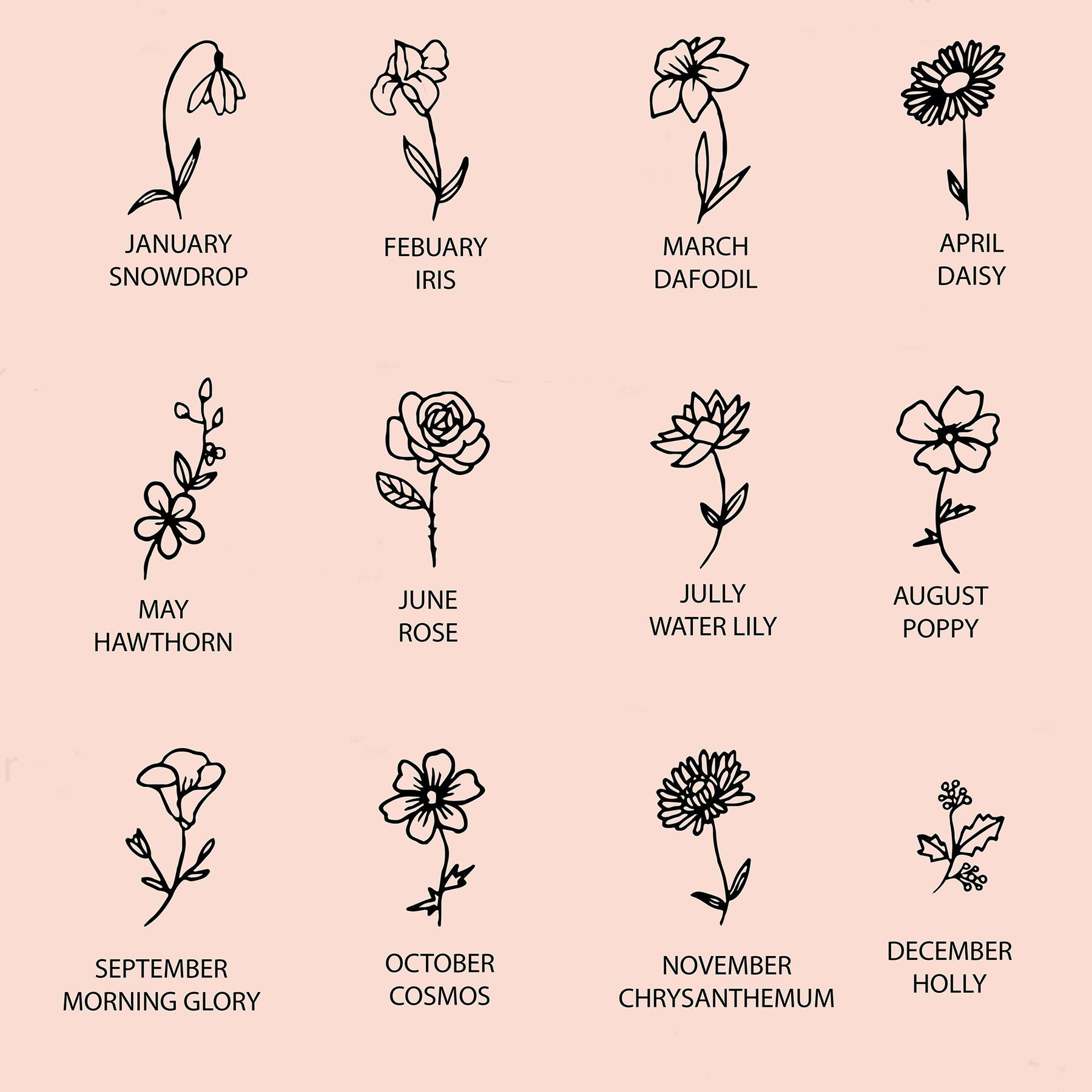 December Flower Clavicle Necklace For Mother's Day