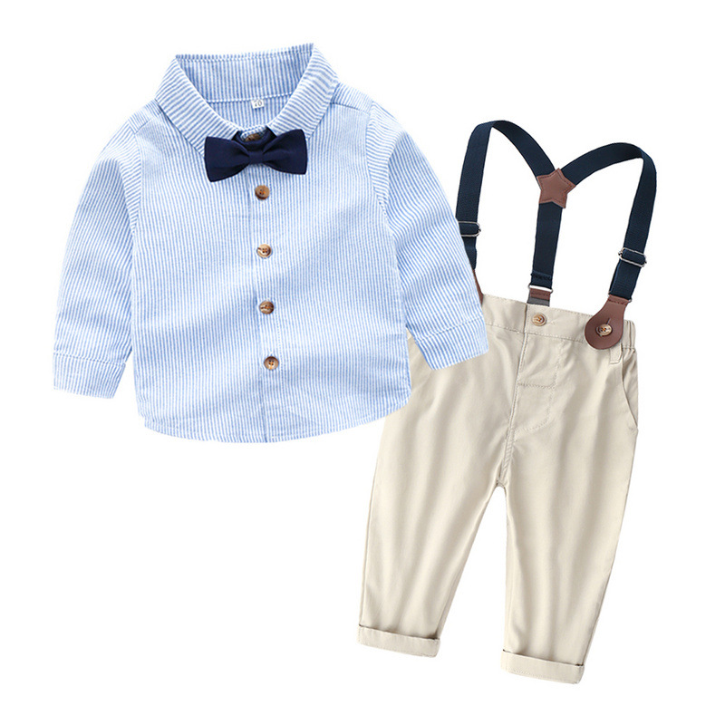 Light Blue Shirt Strap Pants Two-piece Suit