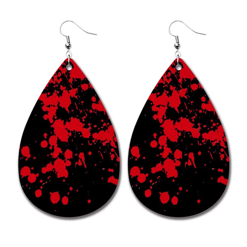 Halloween Horror Blood Drop Leather Earrings