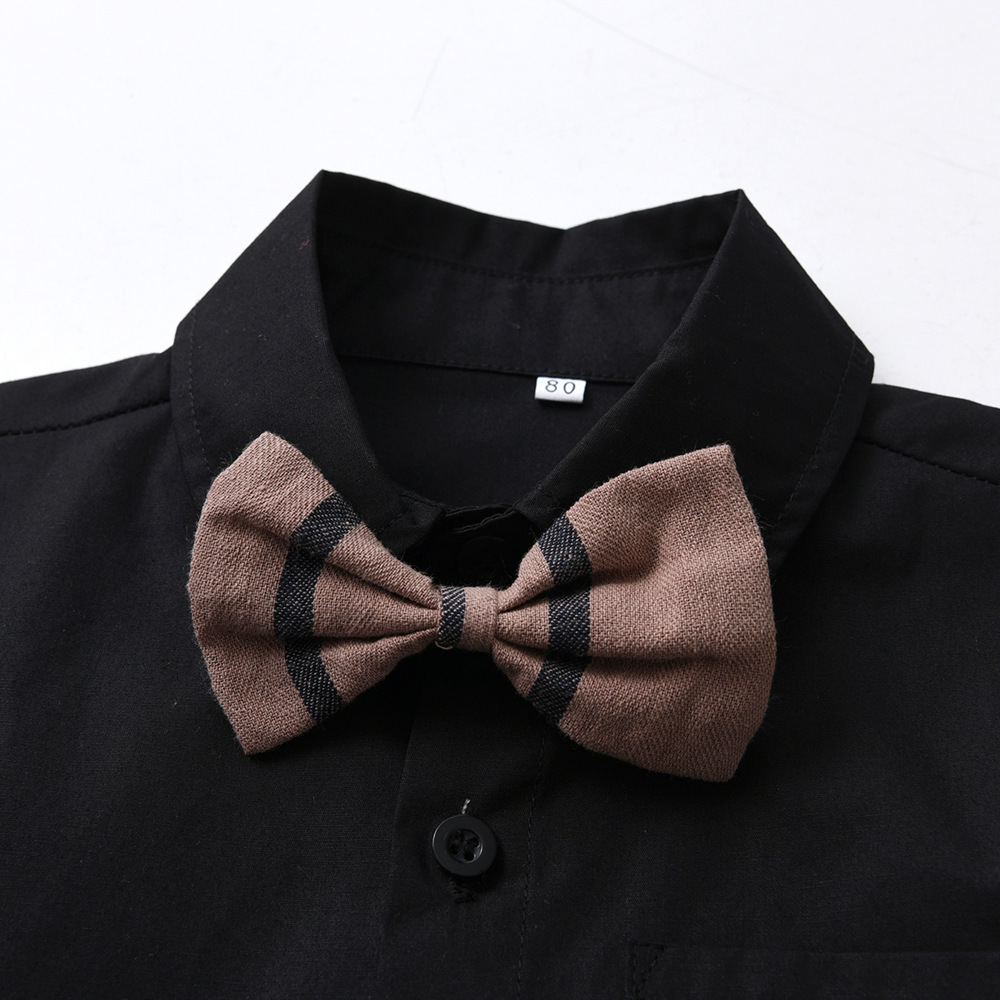 Lapel Collar Short Sleeve Overalls Gentleman Suit