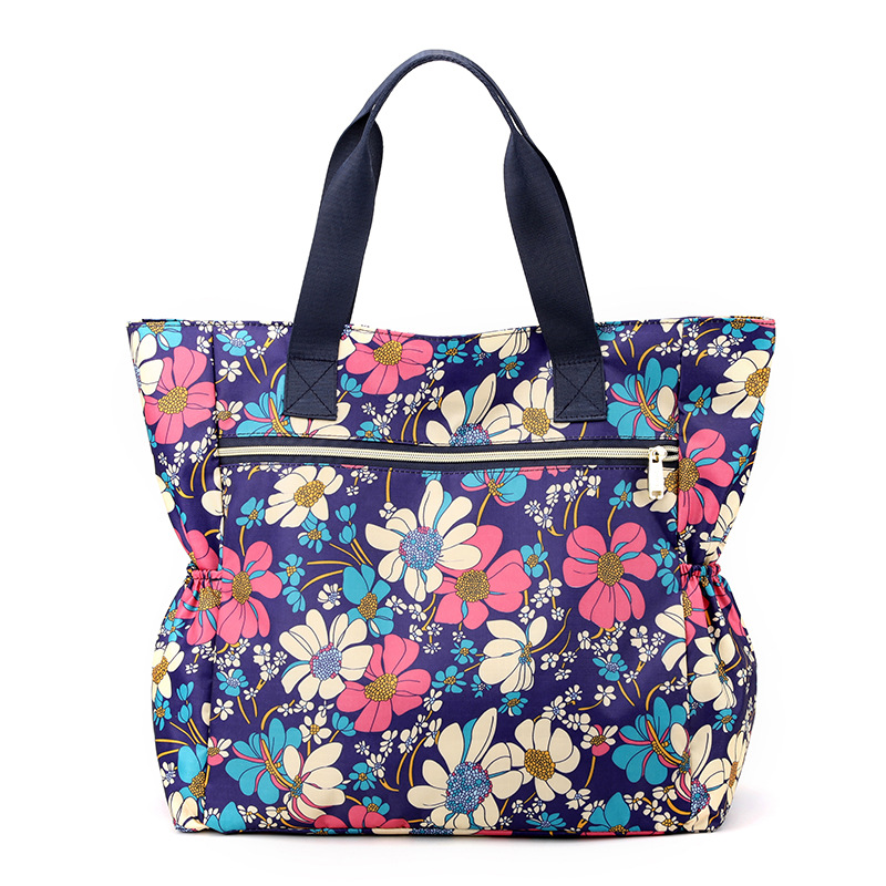 Bicolor Flower Double Side Zipper Shoulder Bag For Mom