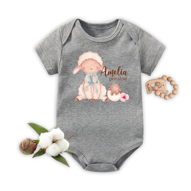 Personalized Cute Watercolor Bunny And Egg Baby Bodysuit