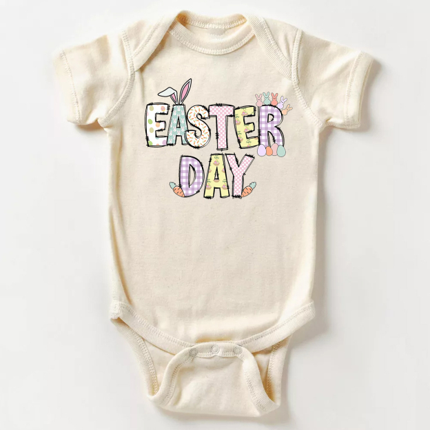 Personalized  Alphabet Bunny Easter Eggs Bodysuit For Baby