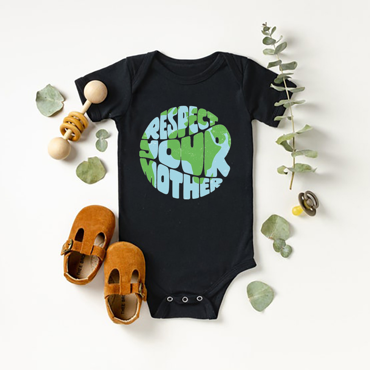 Respect Your Mother Earth Design Bodysuit For Baby