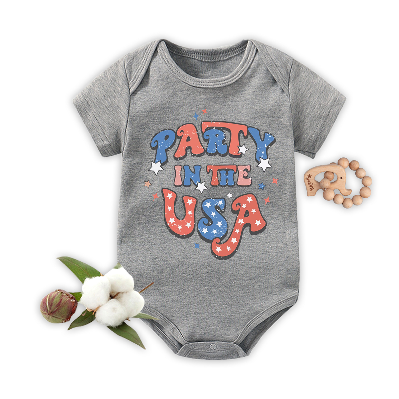 Party In The USA 4th Of July Cute Vintage Bodysuit For Baby
