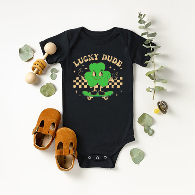 Skating Clover Bodysuit For Baby