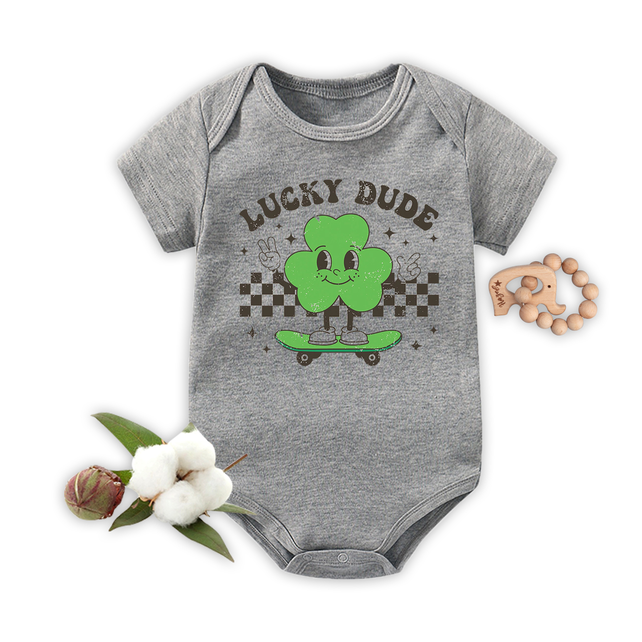 Skating Clover Bodysuit For Baby