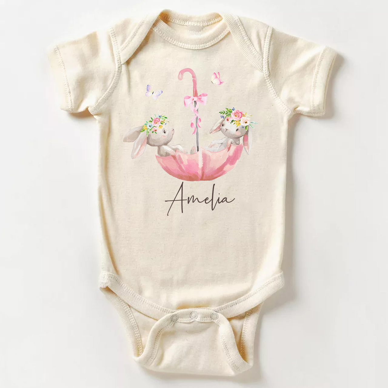 Bunny In Umbrella Bodysuit For Baby