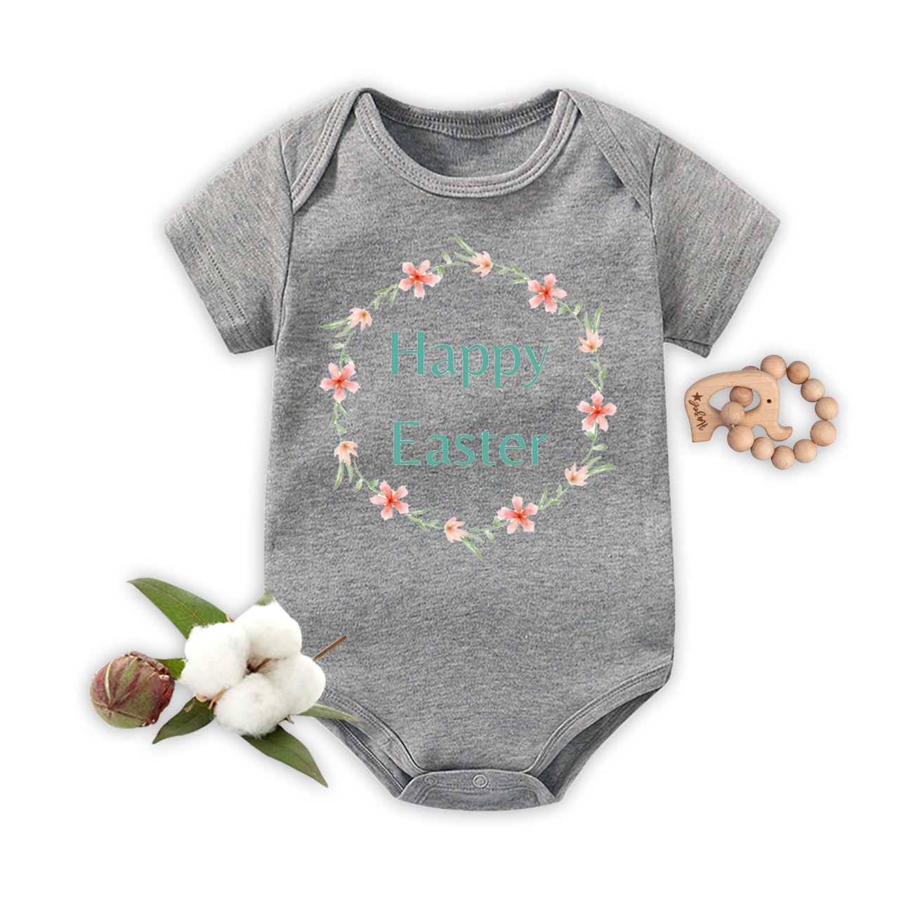 Happy Easter Wreath Bodysuit For Baby