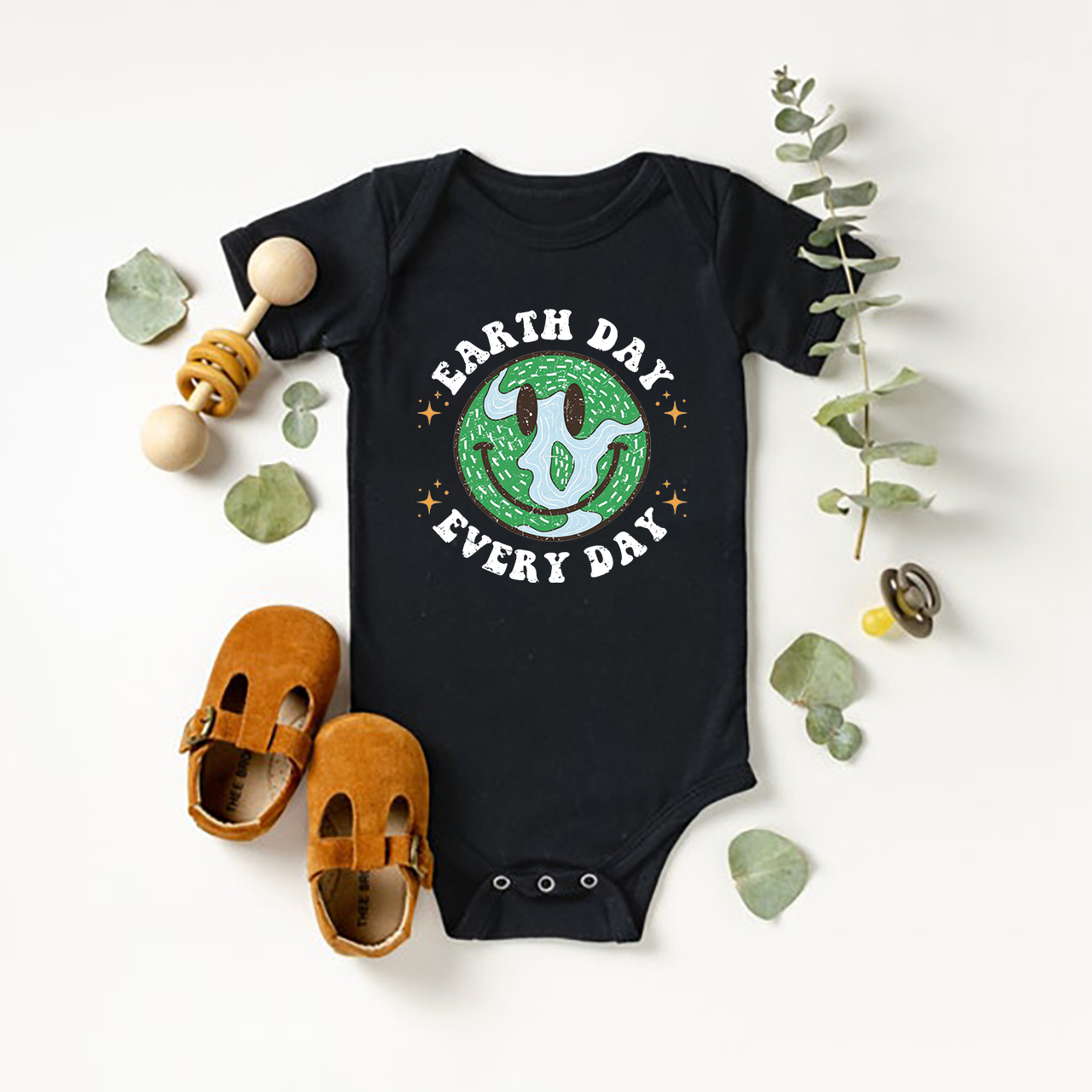 Smiling Earth Day Every Day Baby Bodysuit