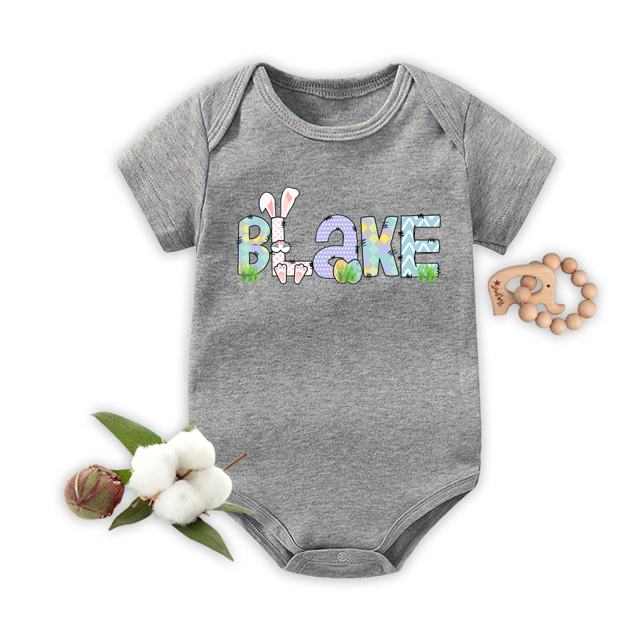 Custom Name - Easter Bunny Bodysuit For Baby