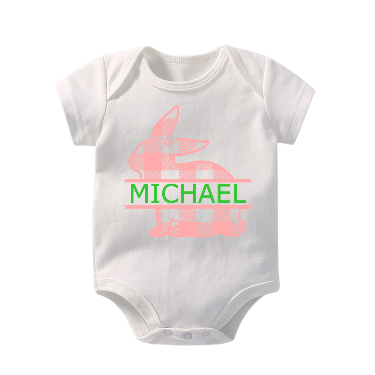 Personalized Blue&Pink Bunny Bodysuit For Baby