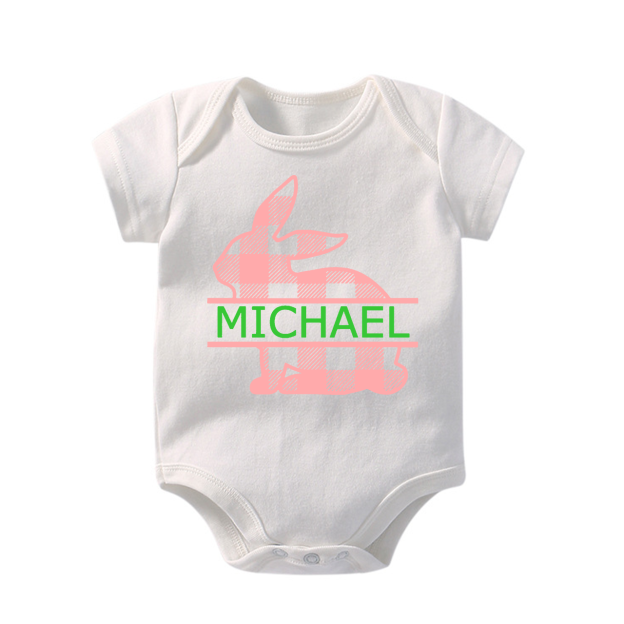 Personalized Blue&Pink Bunny Bodysuit For Baby