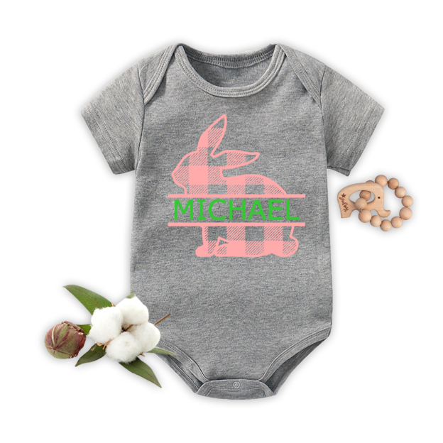 Personalized Blue&Pink Bunny Bodysuit For Baby