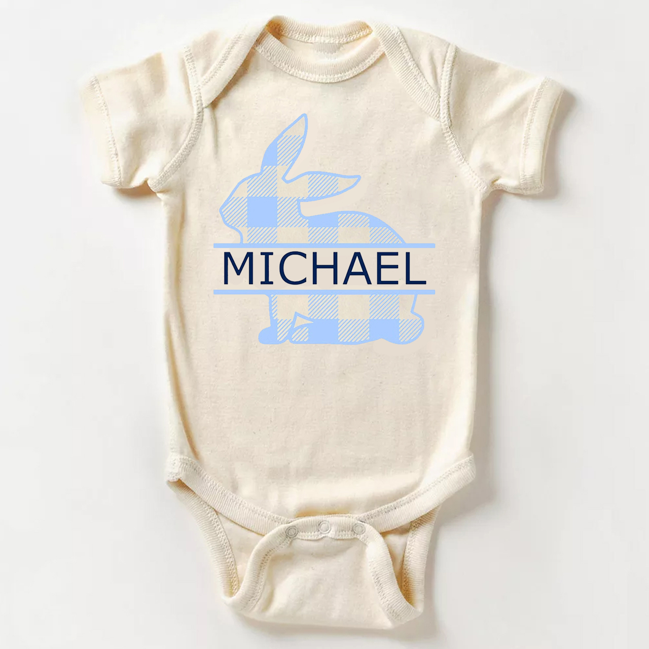 Personalized Blue&Pink Bunny Bodysuit For Baby
