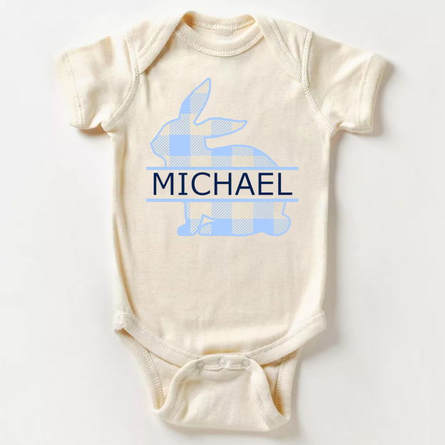 Personalized Blue&Pink Bunny Bodysuit For Baby