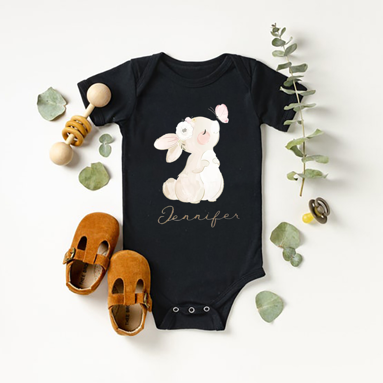 Butterfly&Bunny Easter Bodysuit For Baby