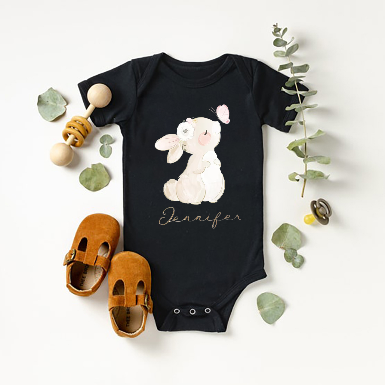 Butterfly&Bunny Easter Bodysuit For Baby