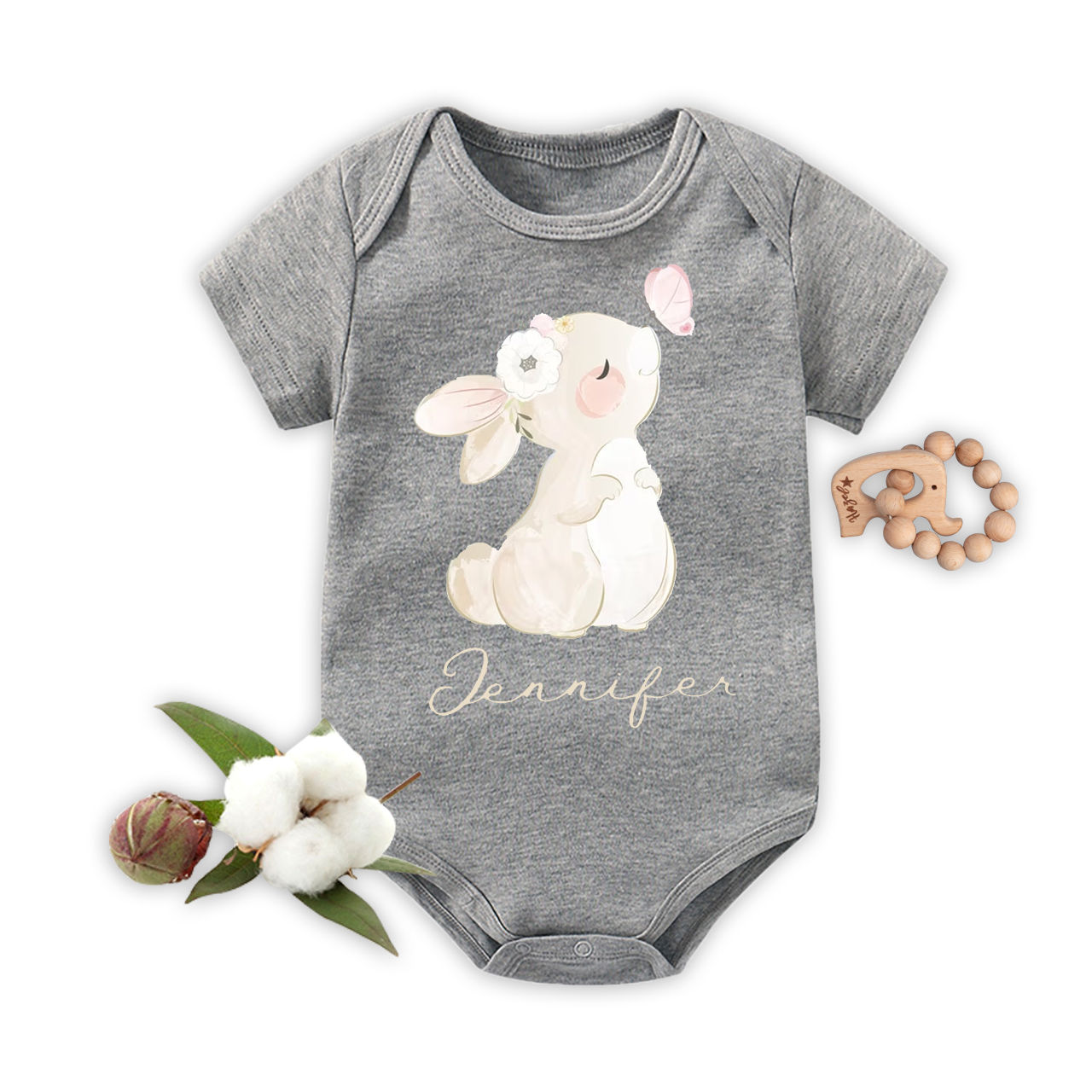 Butterfly&Bunny Easter Bodysuit For Baby