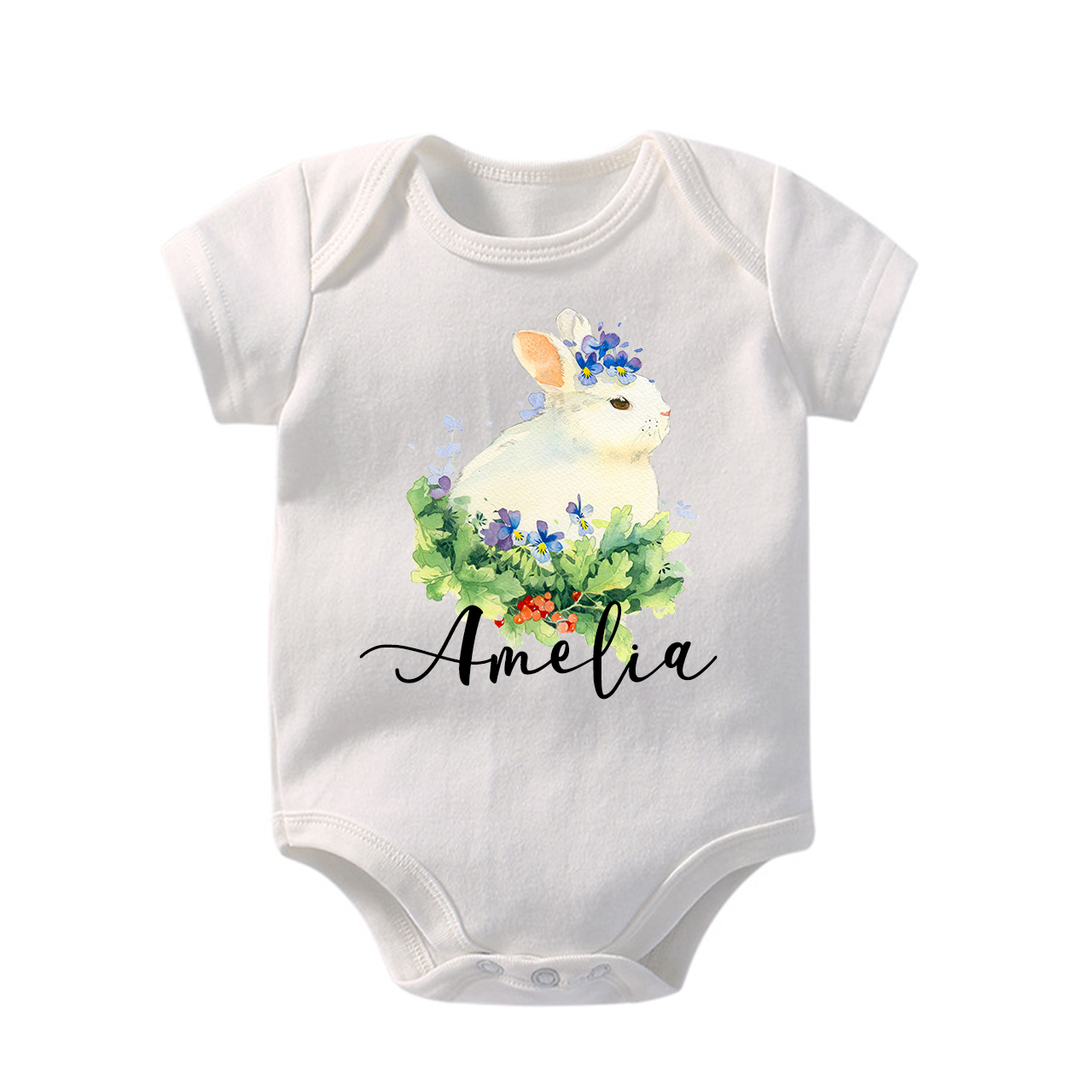 Personalized Bunny Grass Bodysuit For Baby