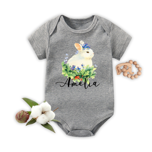 Personalized Bunny Grass Bodysuit For Baby