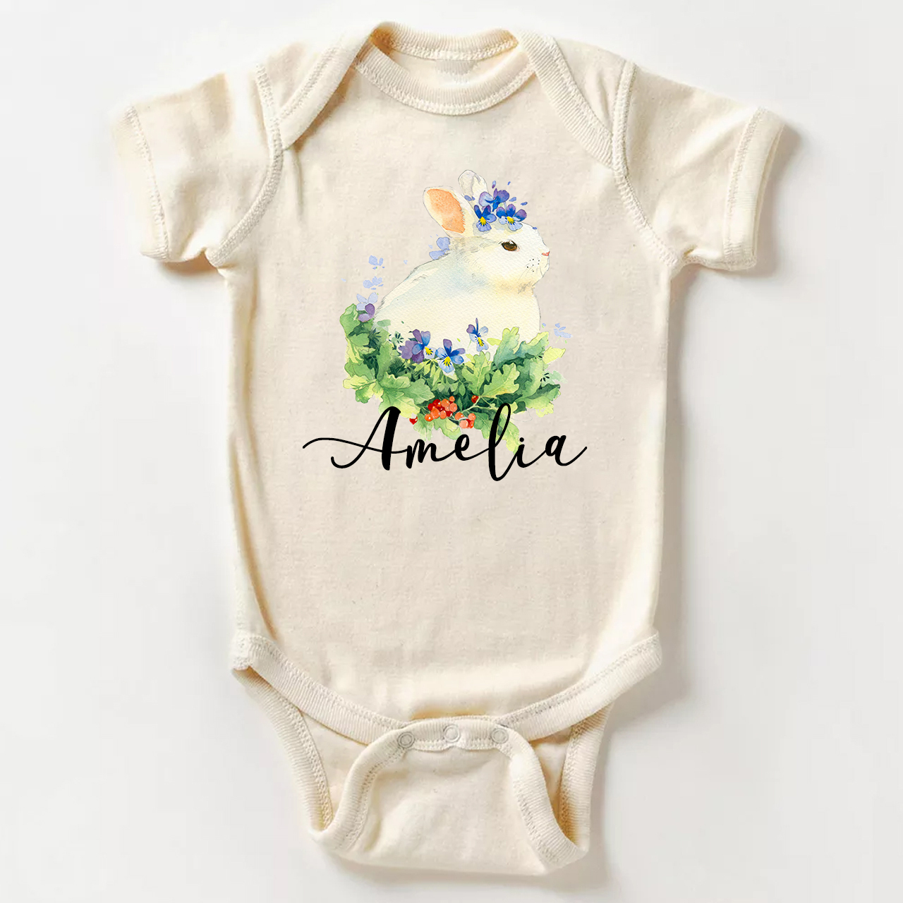 Personalized Bunny Grass Bodysuit For Baby