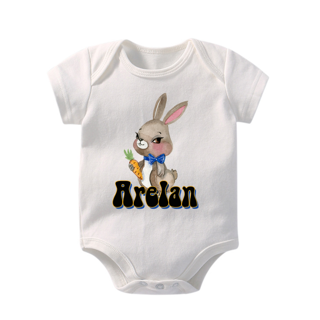 Personalized Blush Bunny Bodysuit For Baby