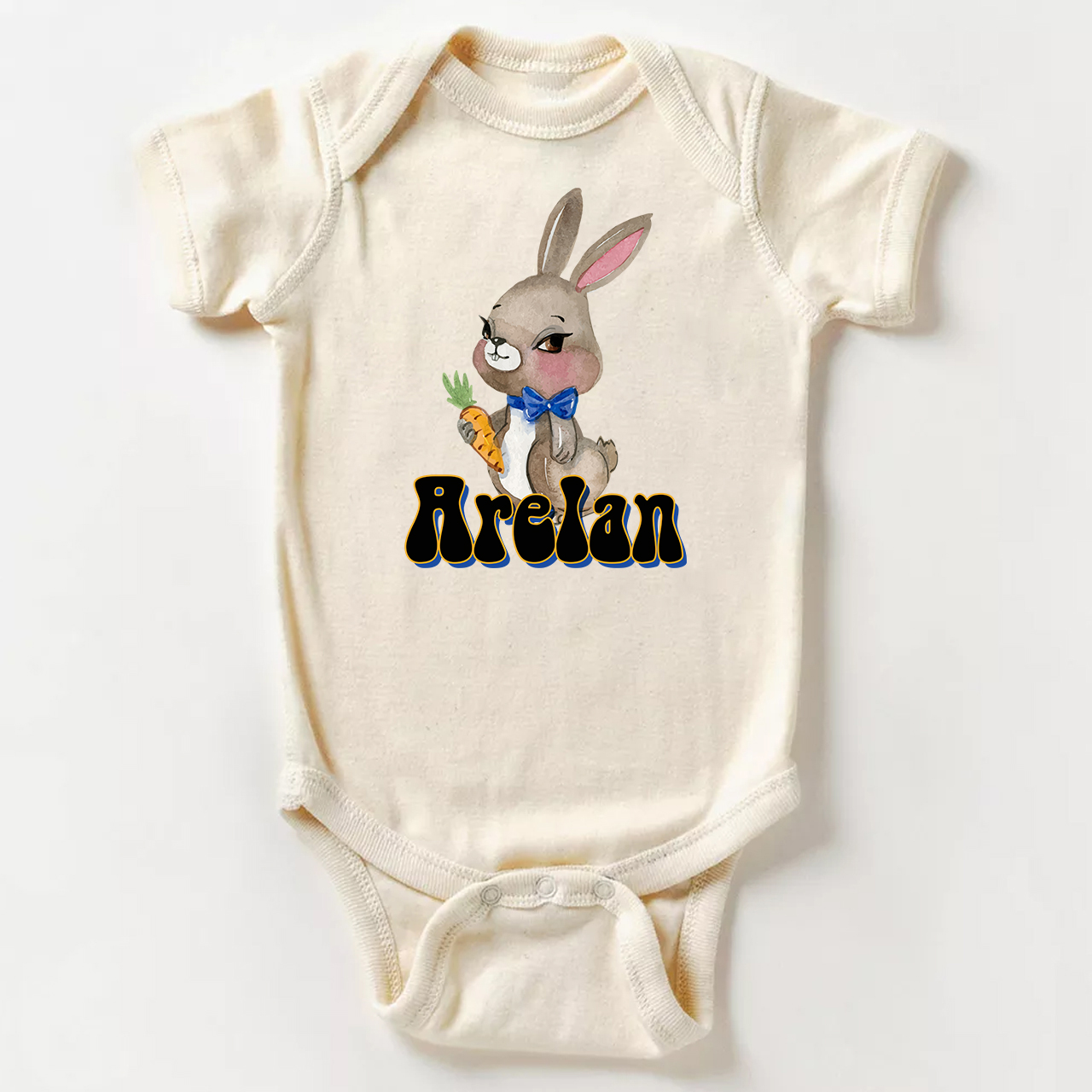 Personalized Blush Bunny Bodysuit For Baby