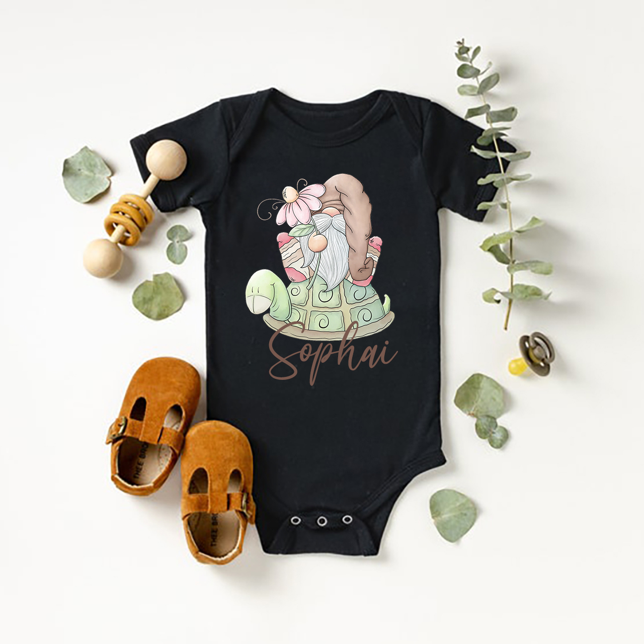 Spring Turtle Gnome Easter Bodysuit For Baby