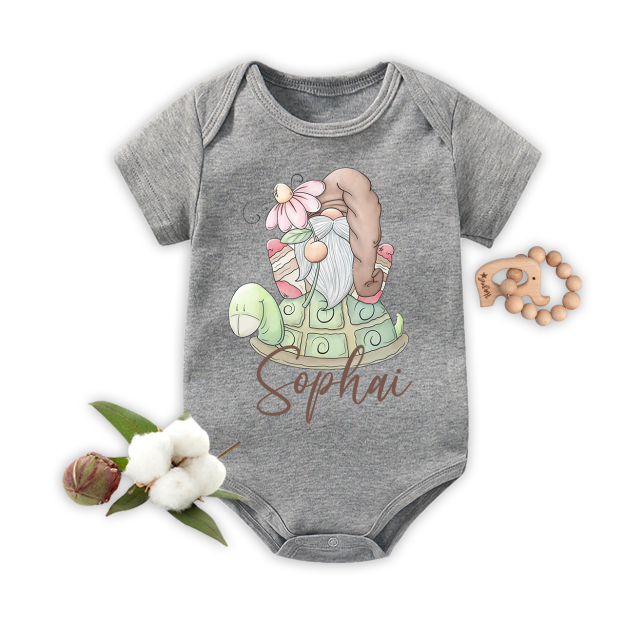 Spring Turtle Gnome Easter Bodysuit For Baby
