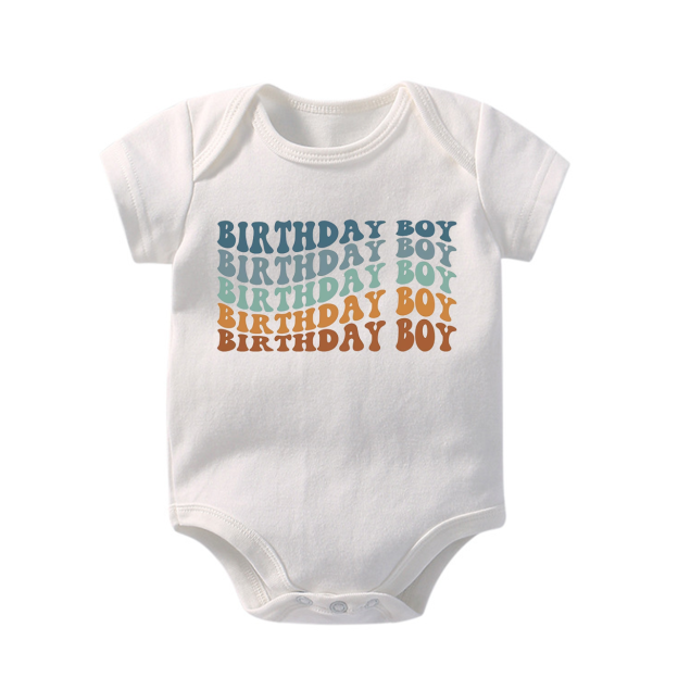 Wavy Letters Boys Birthday Bodysuit For Baby