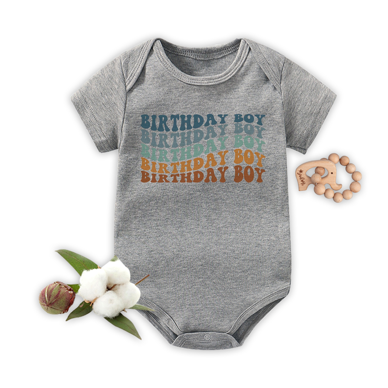 Wavy Letters Boys Birthday Bodysuit For Baby