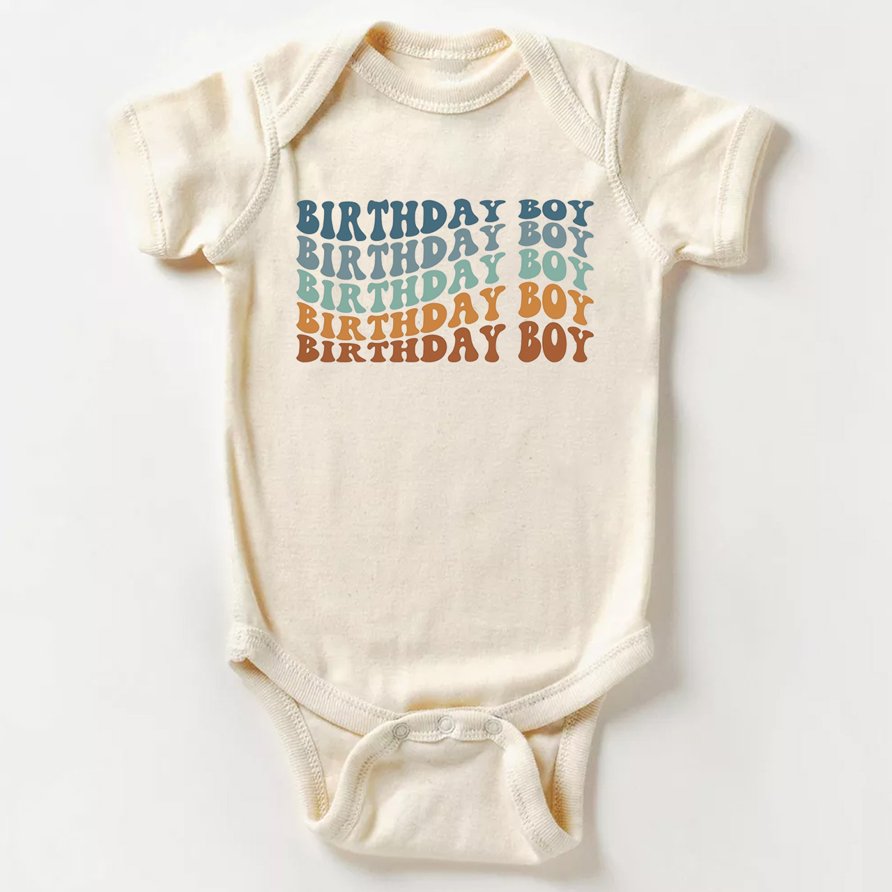 Wavy Letters Boys Birthday Bodysuit For Baby