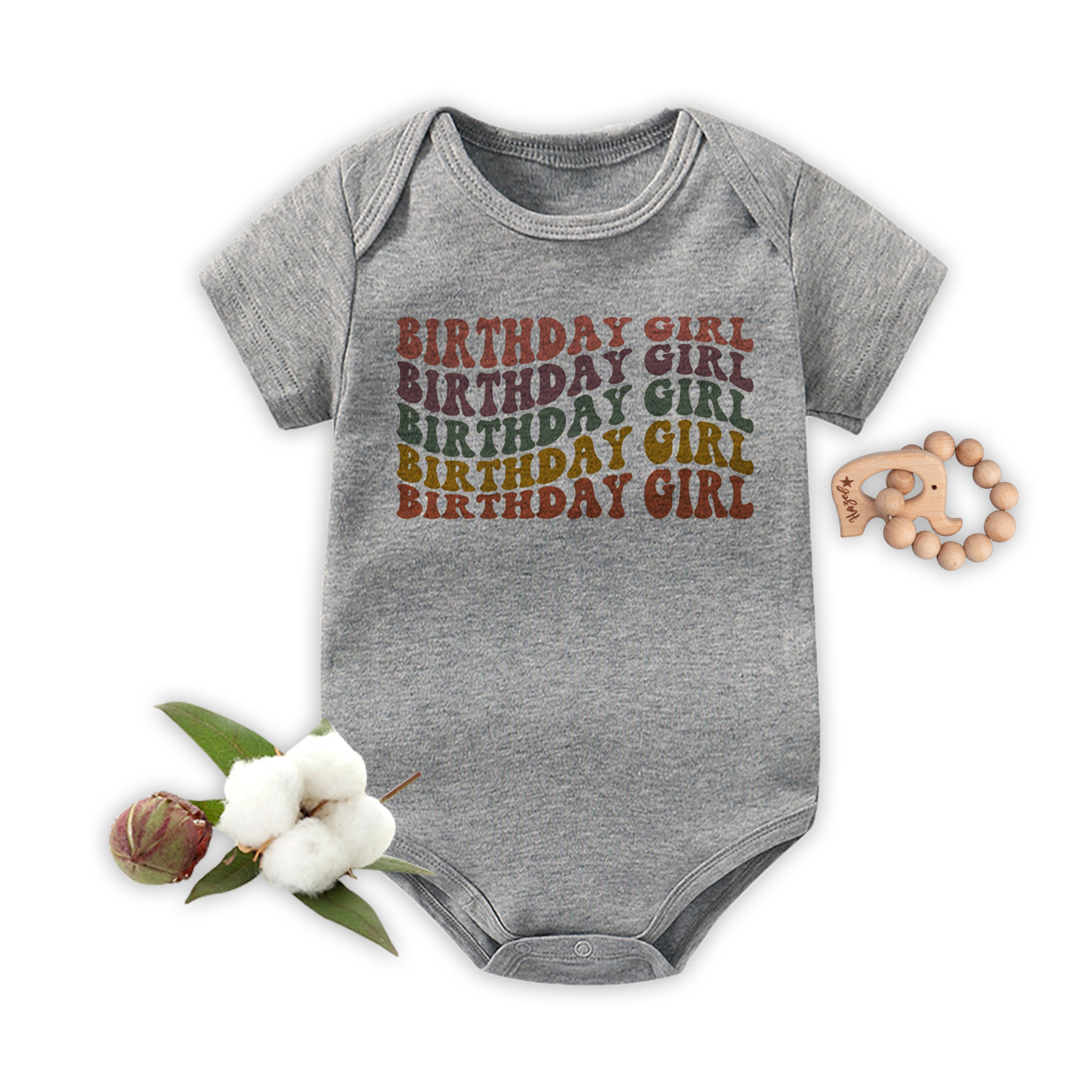 Wavy Letters Girl Birthday Bodysuit For Baby