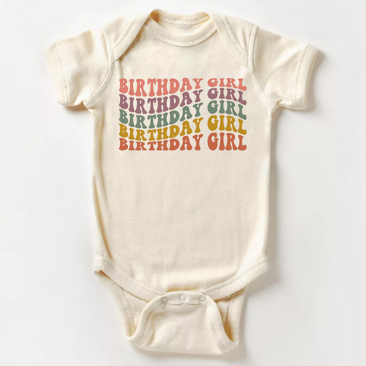 Wavy Letters Girl Birthday Bodysuit For Baby