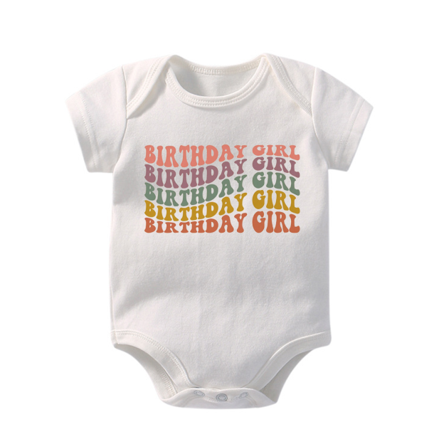 Wavy Letters Girl Birthday Bodysuit For Baby